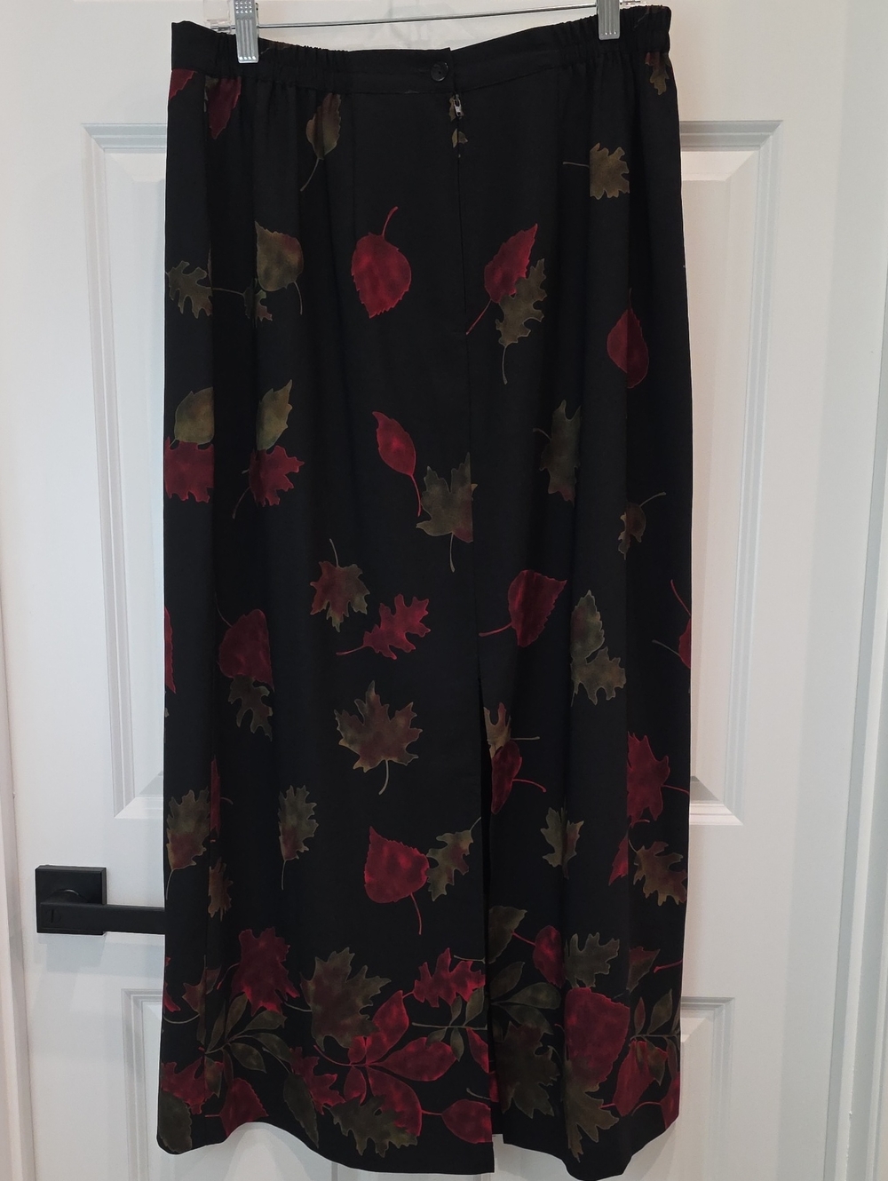 Vintage 90s Whimsigoth Dark Academia Dressbarn Fall Leaf Print A-Line Midi Skirt - Picture 3 of 9